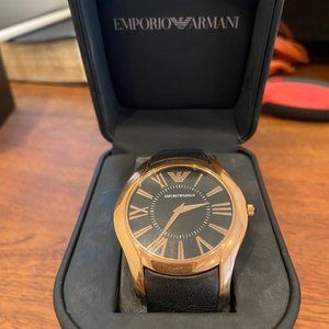 Emporio Armani Black Rose Gold Plated Stainless Steel AR2043 Men’s Wristwatch